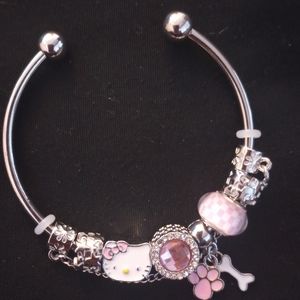 Hello Kitty open cuff charm bracelet